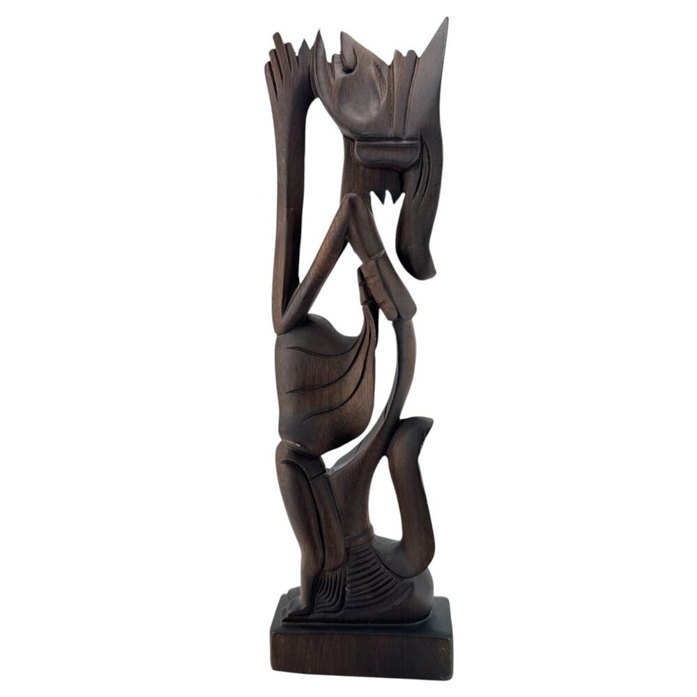 Balinese Hand Carved Wood Praying Offering Figure